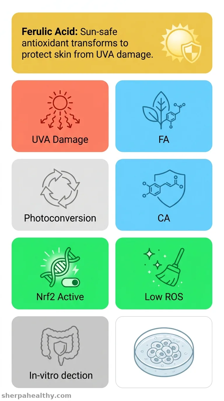 Ferulic acid photoconversion maintains Nrf2-mediated antioxidant defense against UVA damage.