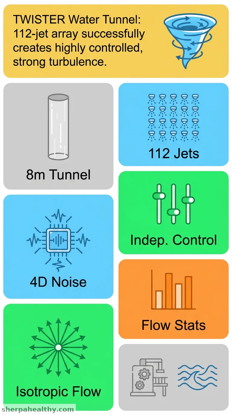 TWISTER (Twente water injection system for turbulence experimental research): a jet array in the Twente water tunnel for generating strong turbulence using four-dimensional gradient noise.