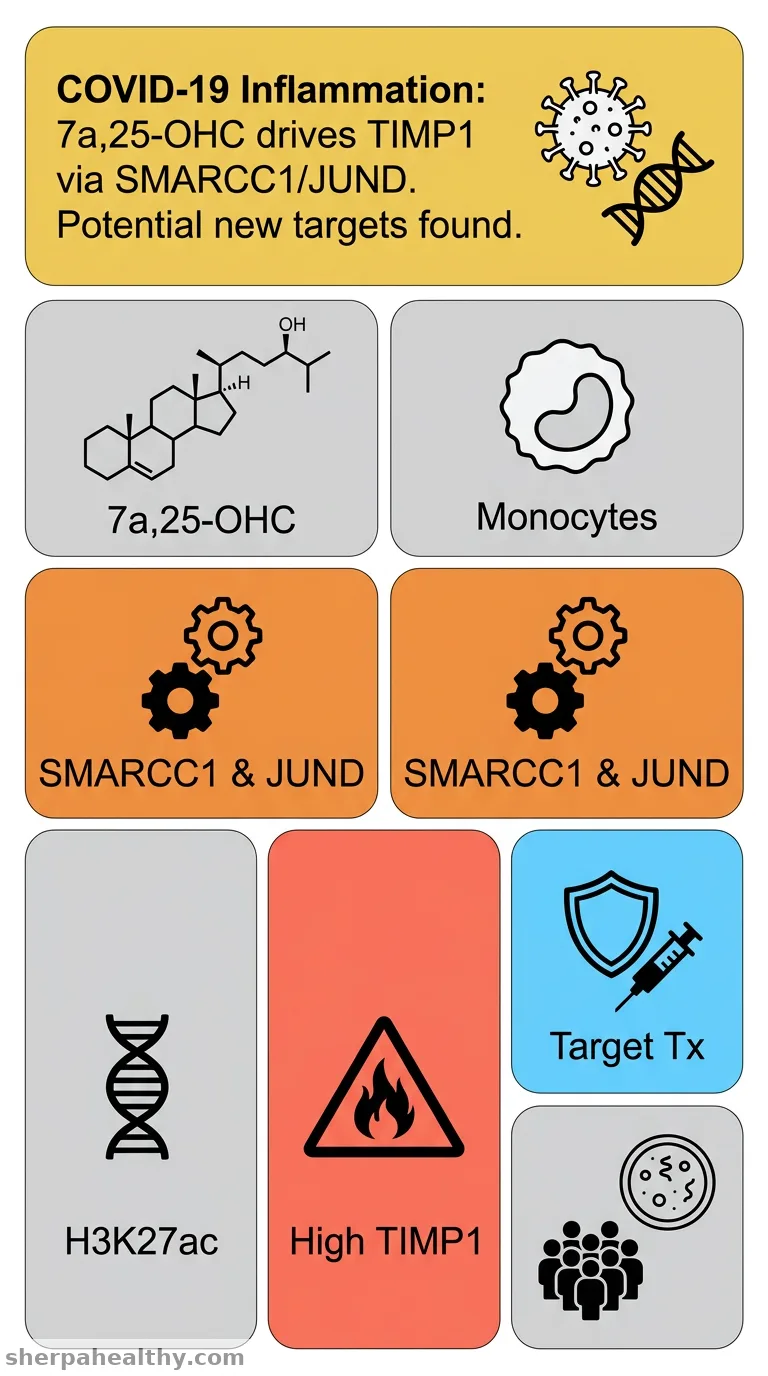 Inflammatory metabolite 7α,25-OHC promotes TIMP1 expression in COVID-19 monocytes through synergy effect of SMARCC1/JUND/H3K27ac.