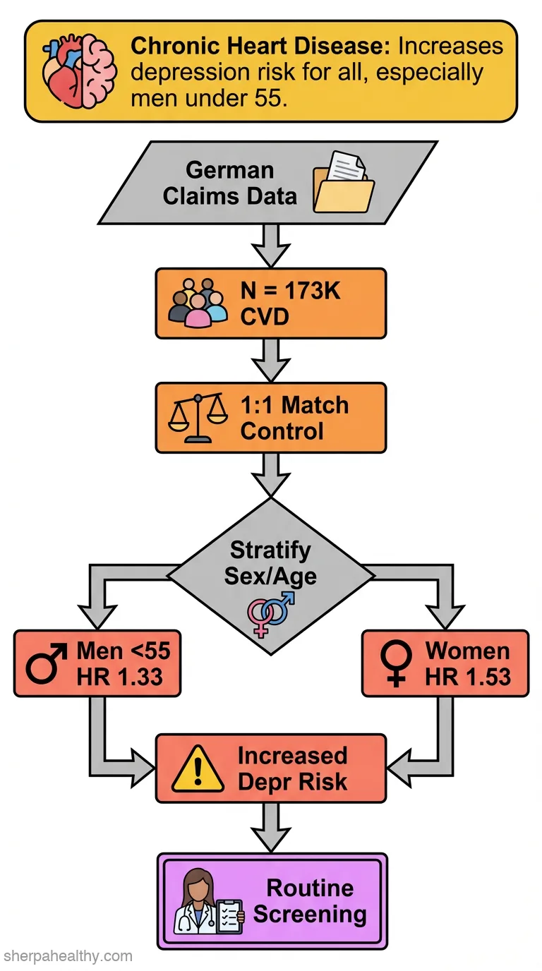 Incidence of depression in patients with chronic cardiovascular diseases: Case-control study with German health insurance claims data.
