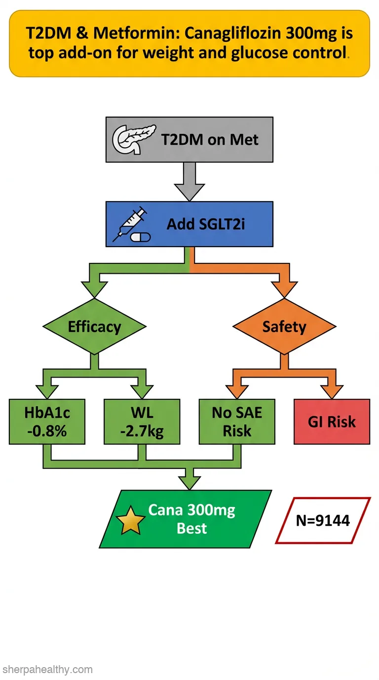 Efficacy and safety of 11 sodium-glucose cotransporter-2 inhibitors at different dosages in type 2 diabetes mellitus patients inadequately controlled with metformin: a Bayesian network meta-analysis.