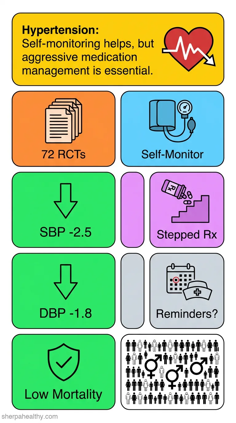 Self-monitoring and other non-pharmacological interventions to improve the management of hypertension in primary care: a systematic review.