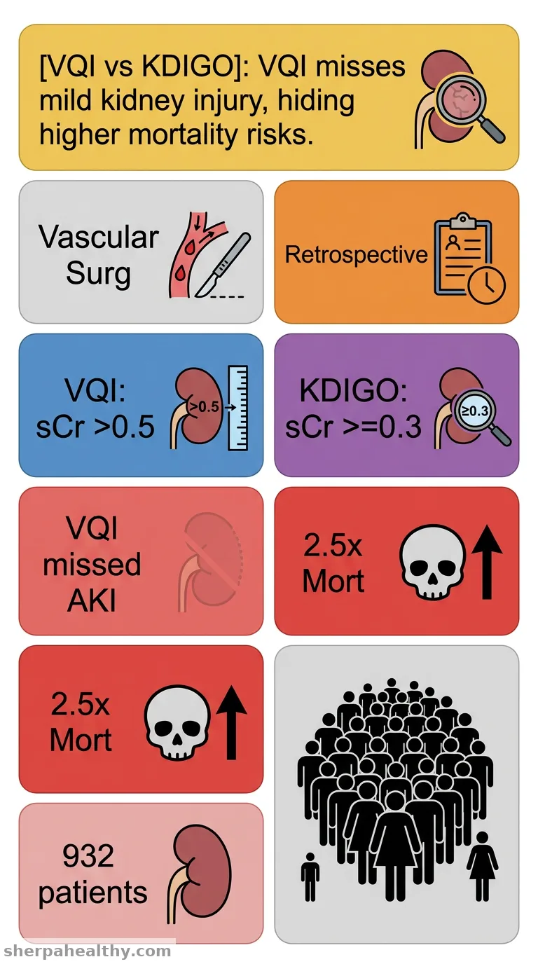 The Society for Vascular Surgery Vascular Quality Initiative underestimates the risk associated with mild postoperative acute kidney injury.