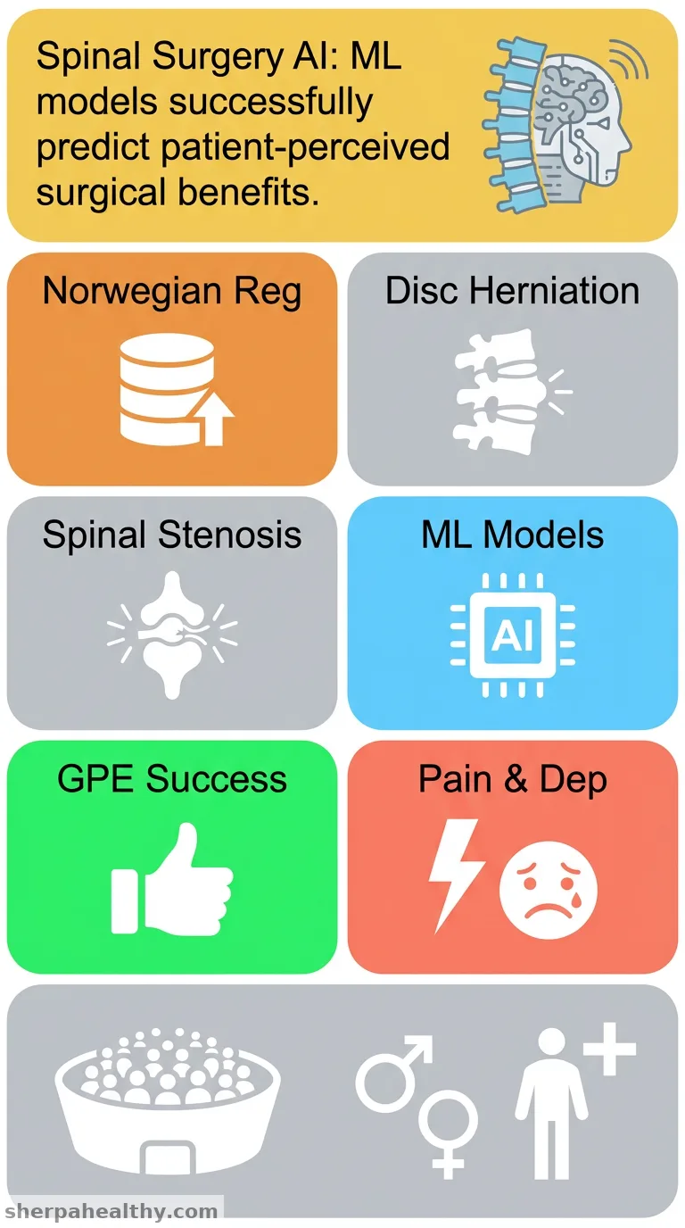 Development of machine learning models for predicting patient-perceived benefit following lumbar disc herniation or spinal stenosis surgery.