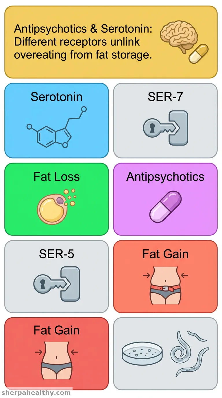 Uncoupling overeating and fat storage by modulation of different serotonergic receptors.