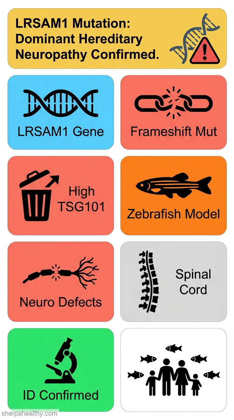 A frameshift mutation in LRSAM1 is responsible for a dominant hereditary polyneuropathy.