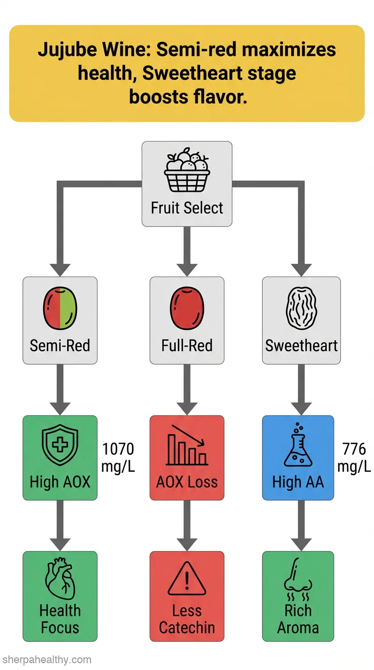 Impact of ripeness stages on the chemical and sensory profiles of jujube wine: An analysis of physicochemical parameters, antioxidant activity, and volatile compounds.