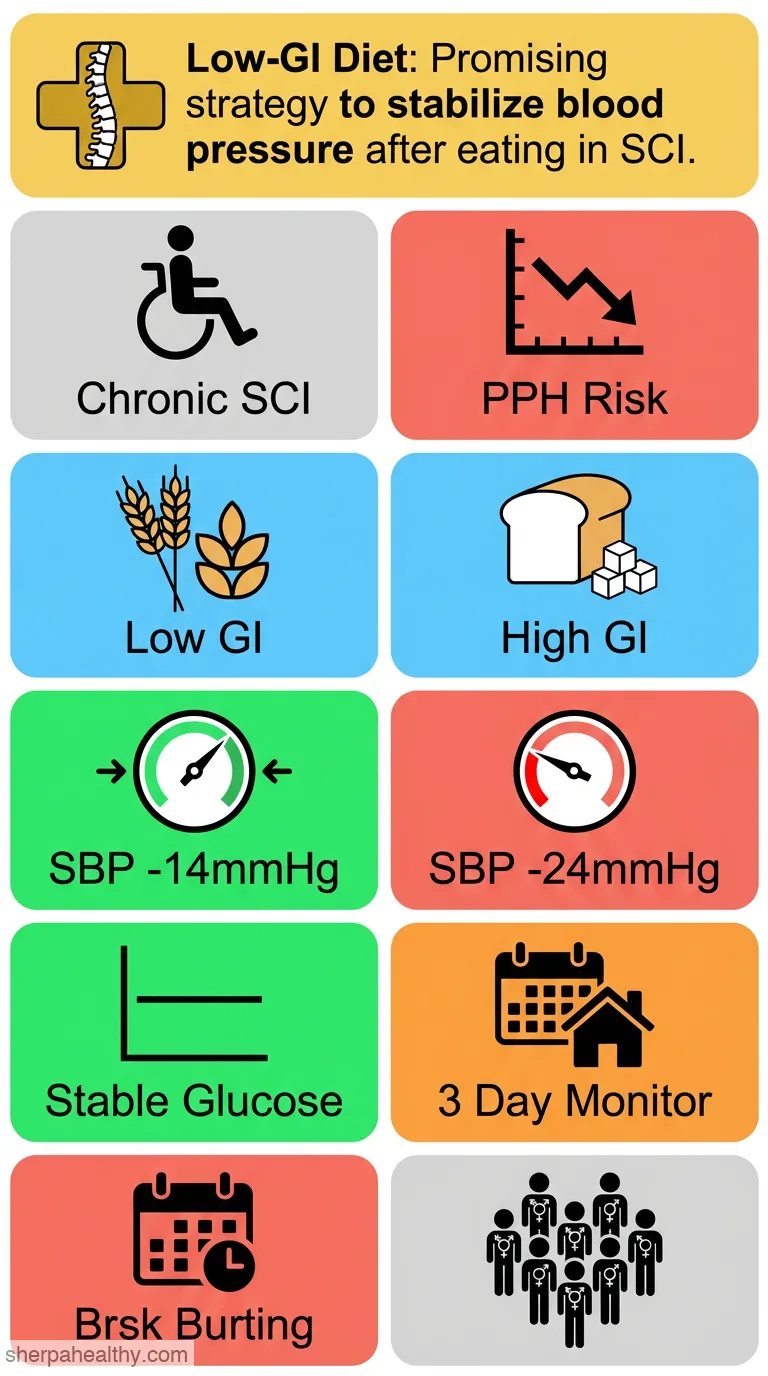 The Effect of a Low-Glycemic Index Diet on Postprandial Hypotension in Individuals With Chronic Spinal Cord Injury: Results From a Pilot Study.