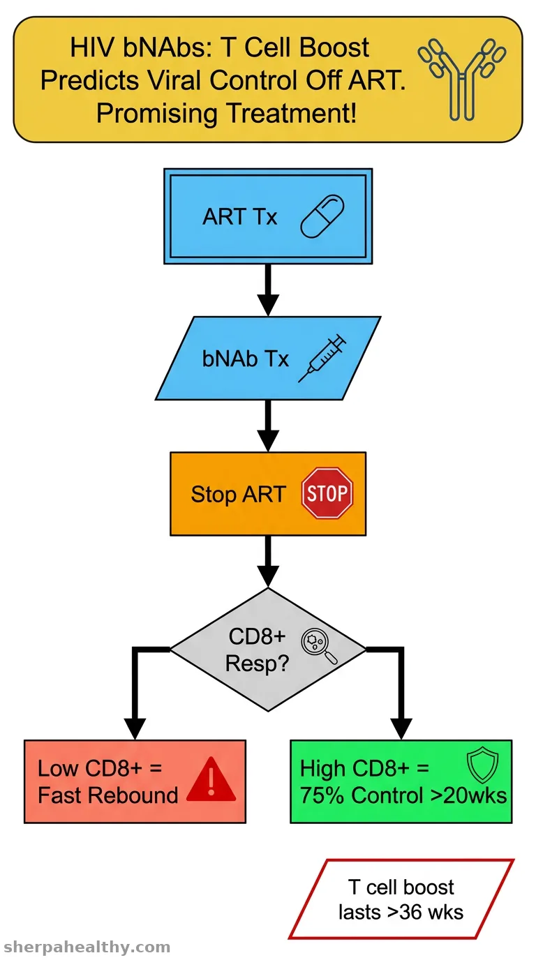 T cell immunity predicts clinical outcomes on stopping antiretroviral treatment after HIV-specific broadly neutralising antibody therapy.