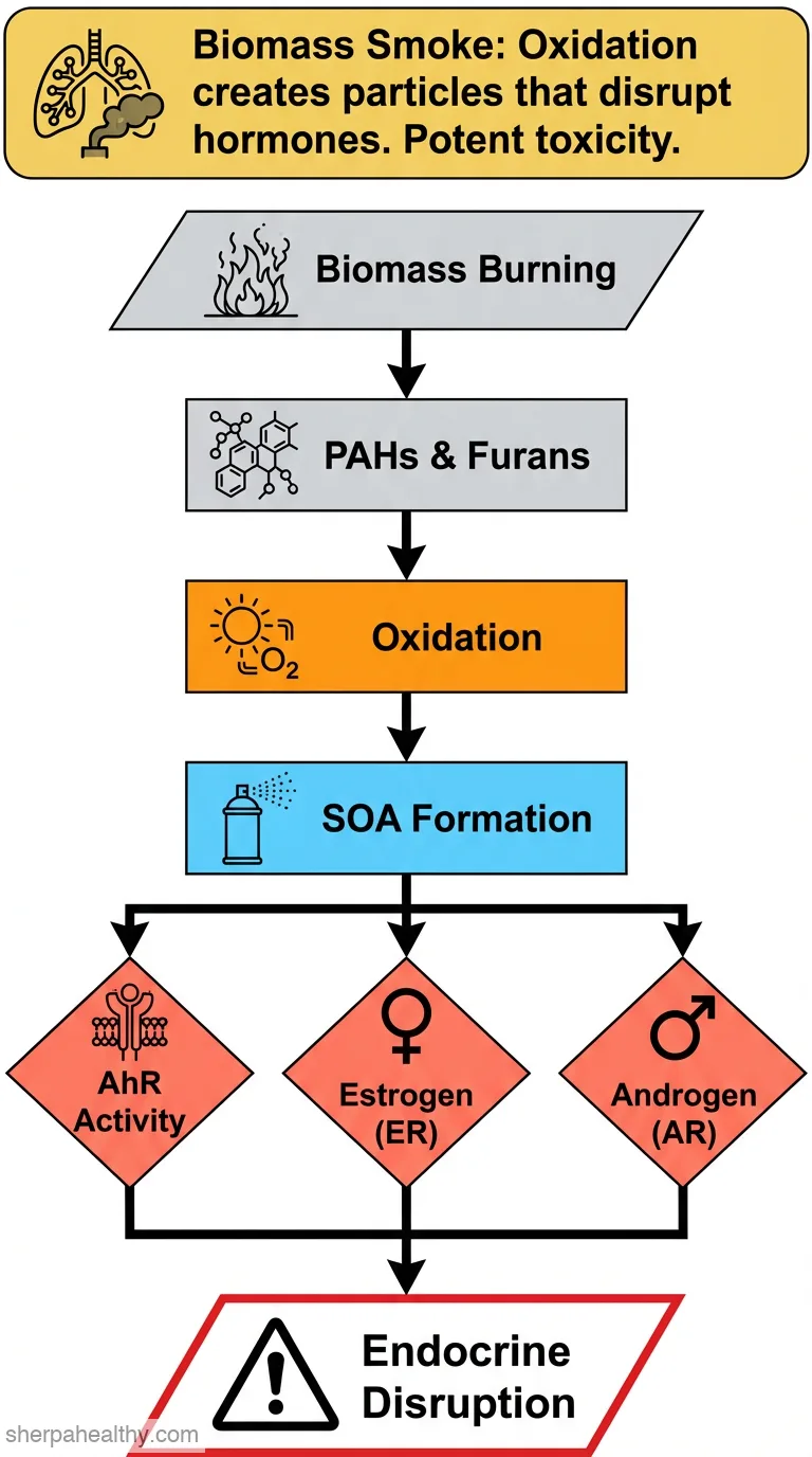 In vitro assessment of aryl hydrocarbon, estrogen, and androgen receptor-mediated activities of secondary organic aerosols formed from the oxidation of polycyclic aromatic hydrocarbons and furans.