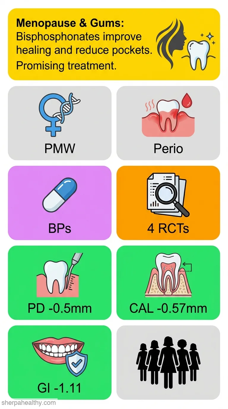 Effect of bisphosphonates on periodontal diseases in menopausal and postmenopausal women: A systematic review and meta-analysis.