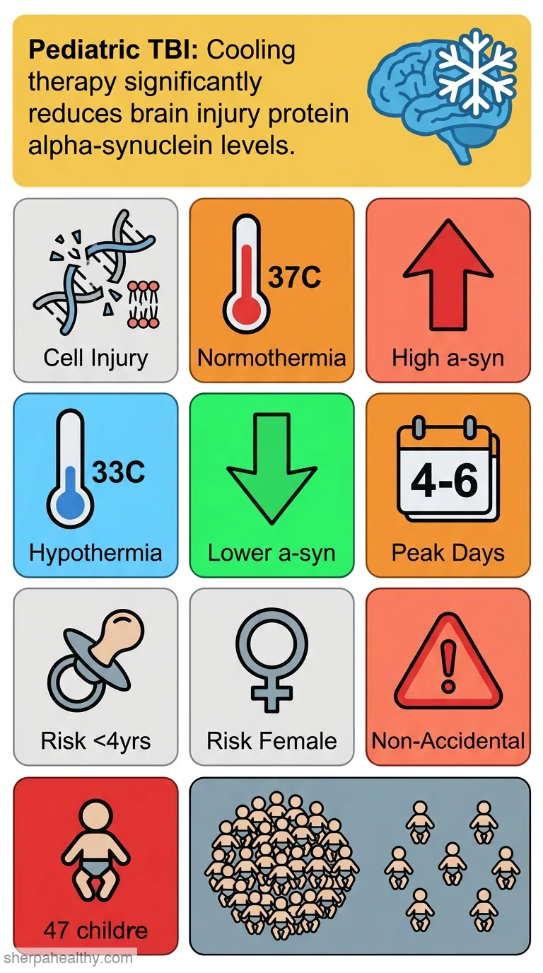 α-Synuclein levels are elevated in cerebrospinal fluid following traumatic brain injury in infants and children: the effect of therapeutic hypothermia.