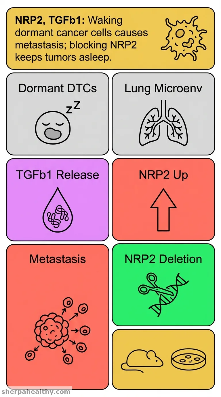Neuropilin-2 upregulation by stromal TGFβ1 induces lung disseminated tumor cells dormancy escape and promotes metastasis outgrowth.