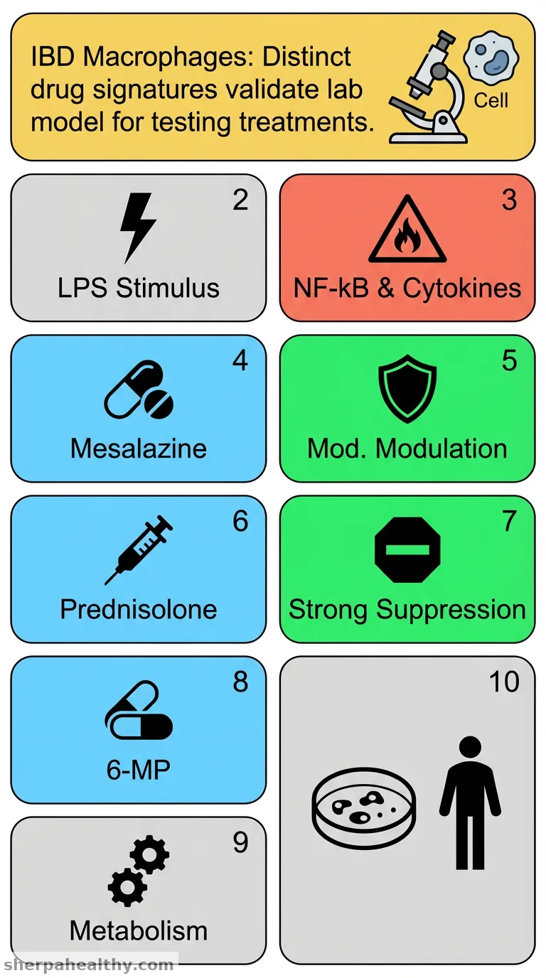 Proteomic profiling of macrophages: effects of inflammatory activation and anti-inflammatory treatment with IBD therapeutics.