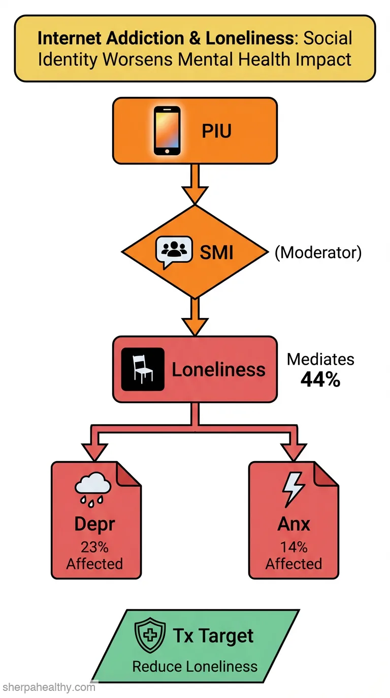 The Moderated Mediating Effects of Social Media Identity and Loneliness on the Relationship Between Problematic Internet Use and Mental Health in China: Nationwide Cross-Sectional Questionnaire Study.