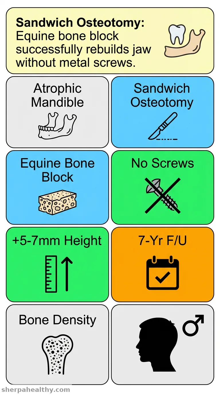 Atrophic Anterior Mandible Treated With Sandwich Osteotomy Without Mini-Screws and Mini-Plates: A Case Report With 7 Years of Follow-Up.