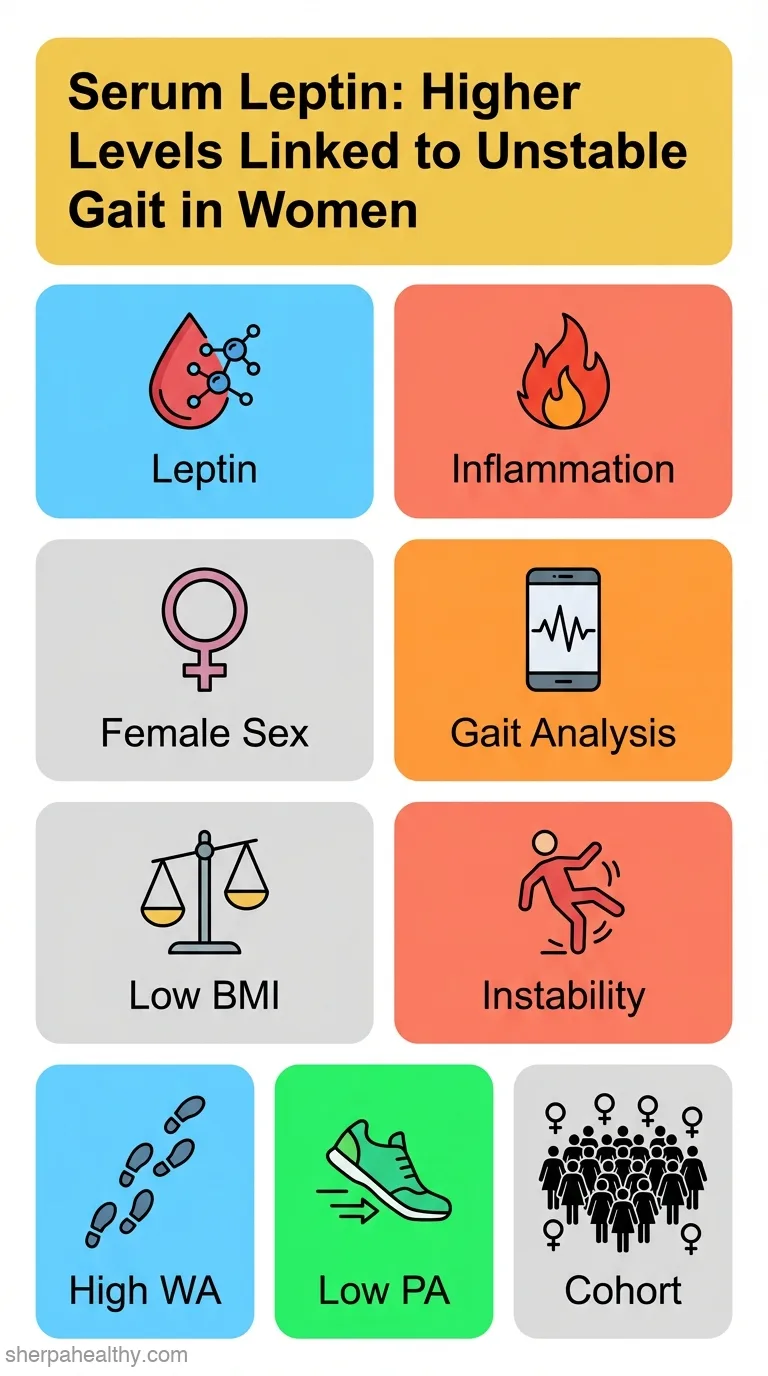 Higher Levels of Serum Leptin Are Linked with a Reduction in Gait Stability: A Sex-Based Association.