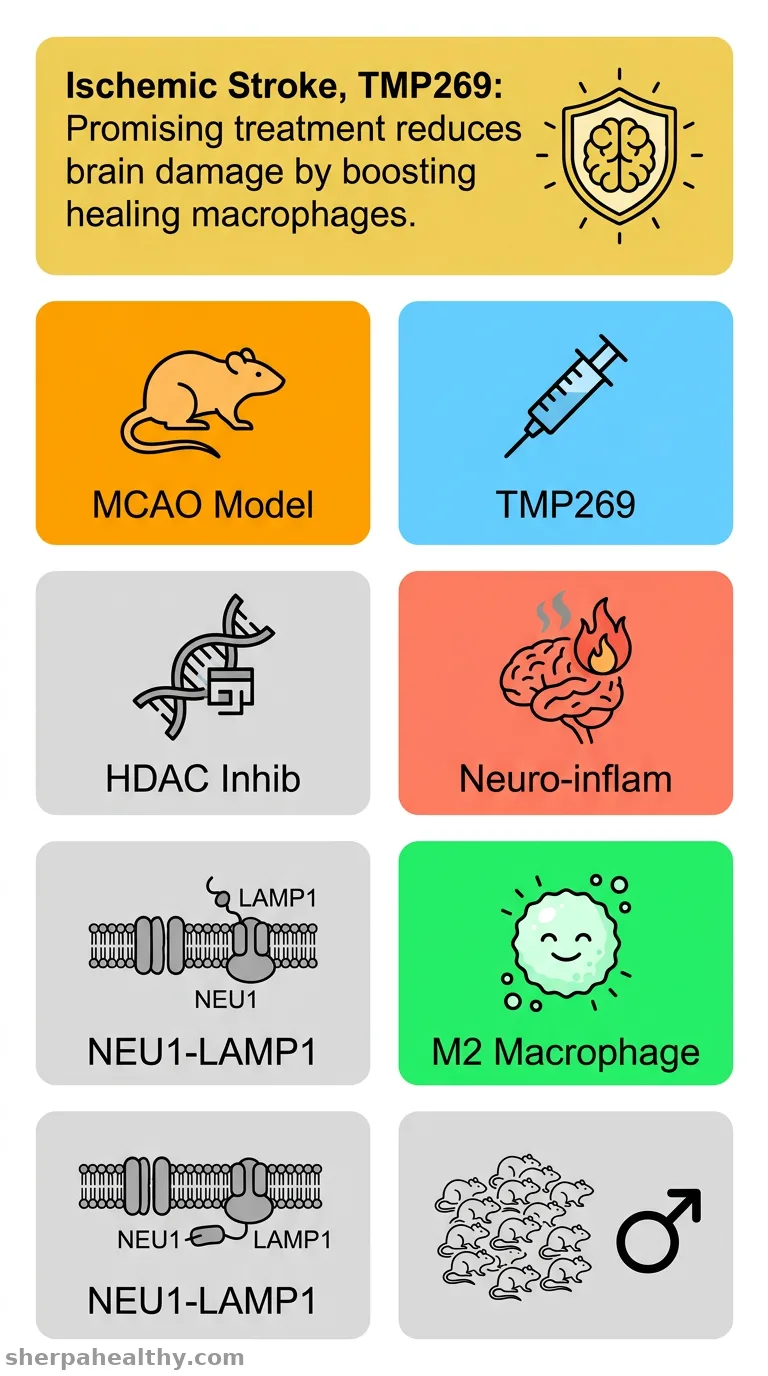 Inhibition of class IIa HDACs reduces neuroinflammation via NEU1-LAMP1 regulation and promotes M2 macrophage polarization in ischemic stroke.