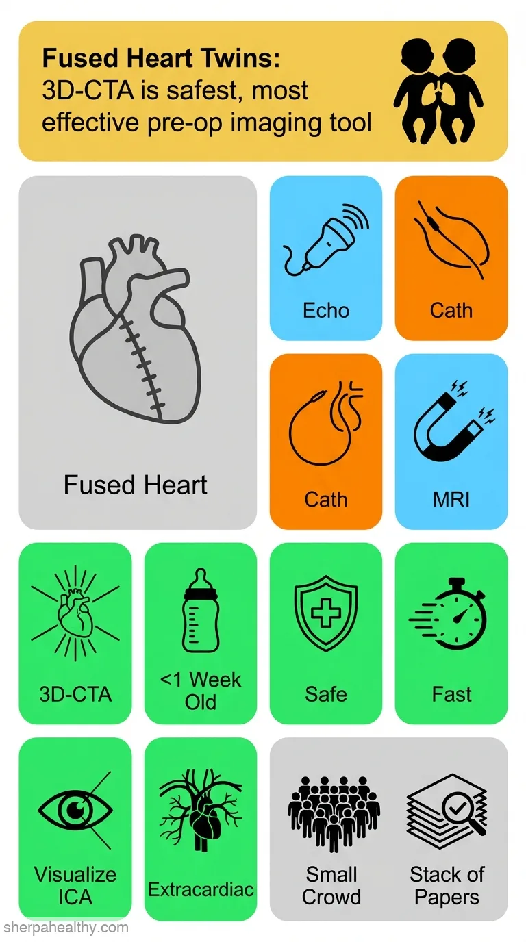 Various modalities for evaluation of a fused heart in conjoined twins.