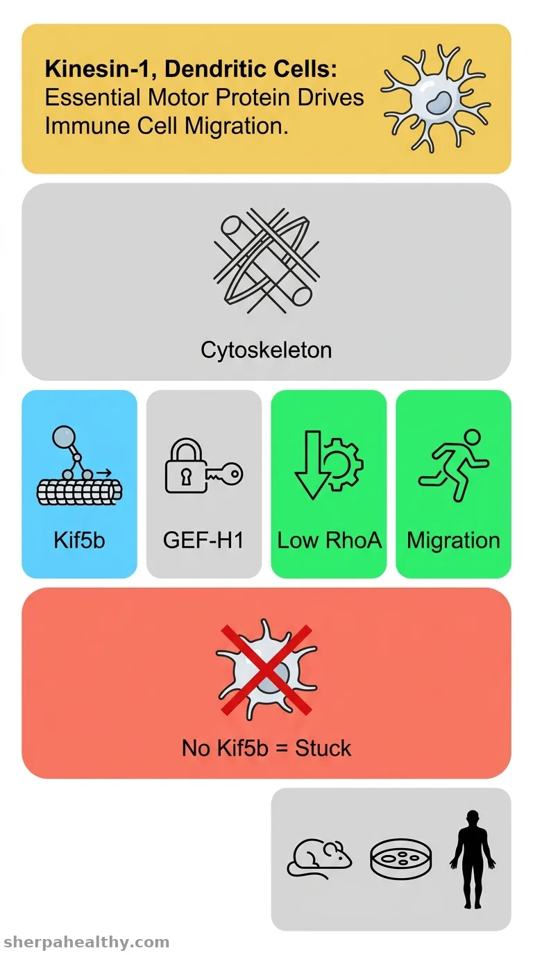 Kinesin-1 coordinates cross-talk between microtubule and actin cytoskeletons during dendritic cell migration.