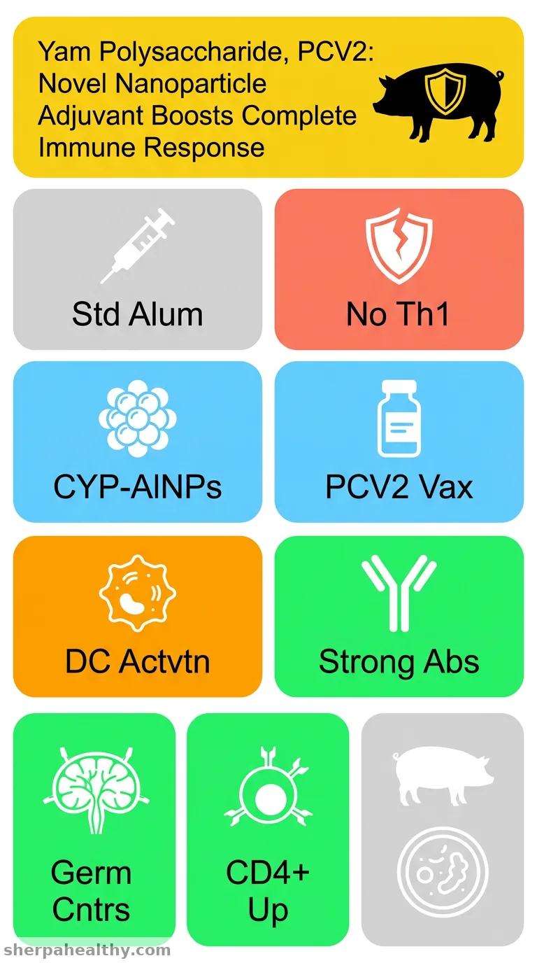 Evaluation of Chinese Yam Polysaccharide-Aluminum Hydroxide Nanoparticle Combination Adjuvant for Porcine Circovirus Type 2 Vaccine and Underlying Mechanisms.