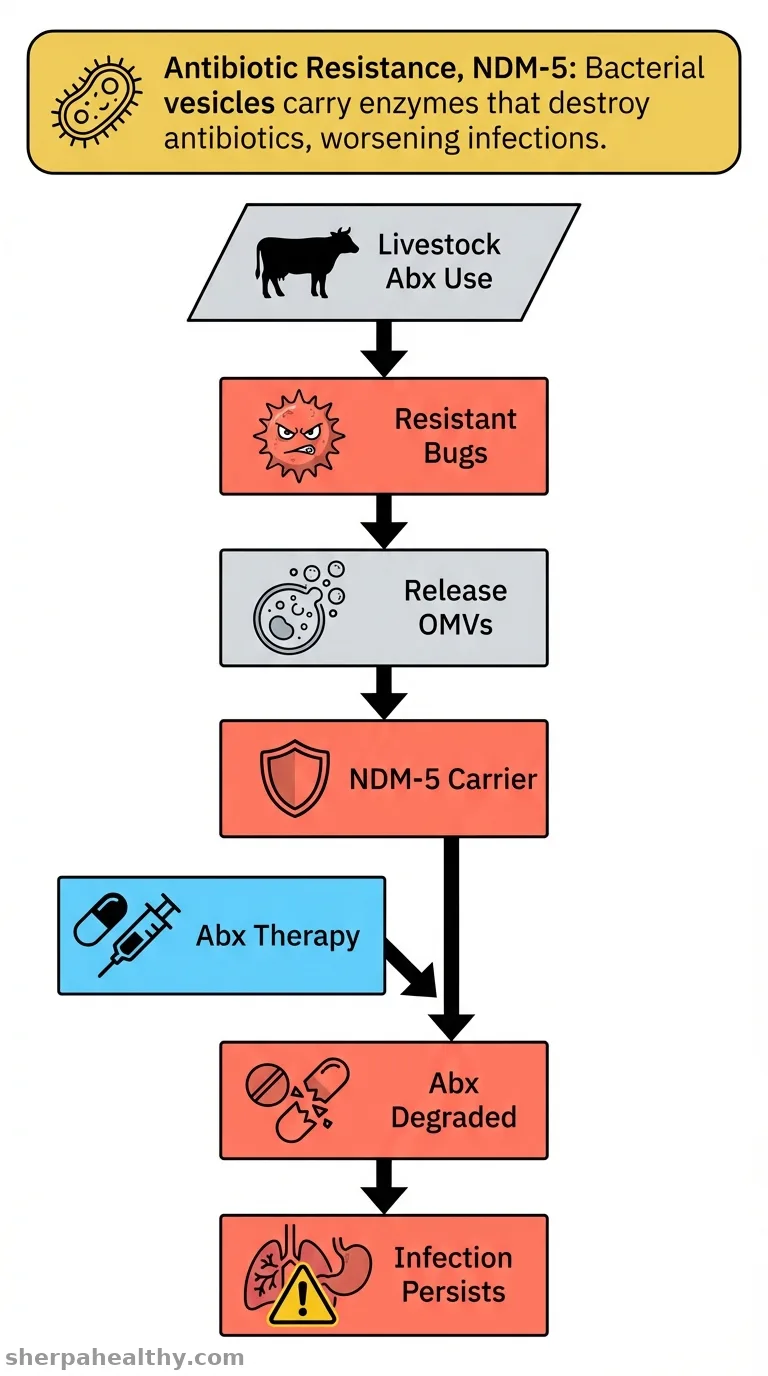 NDM-5-carried outer membrane vesicles impair the efficacy of antibiotics against bacterial infections.