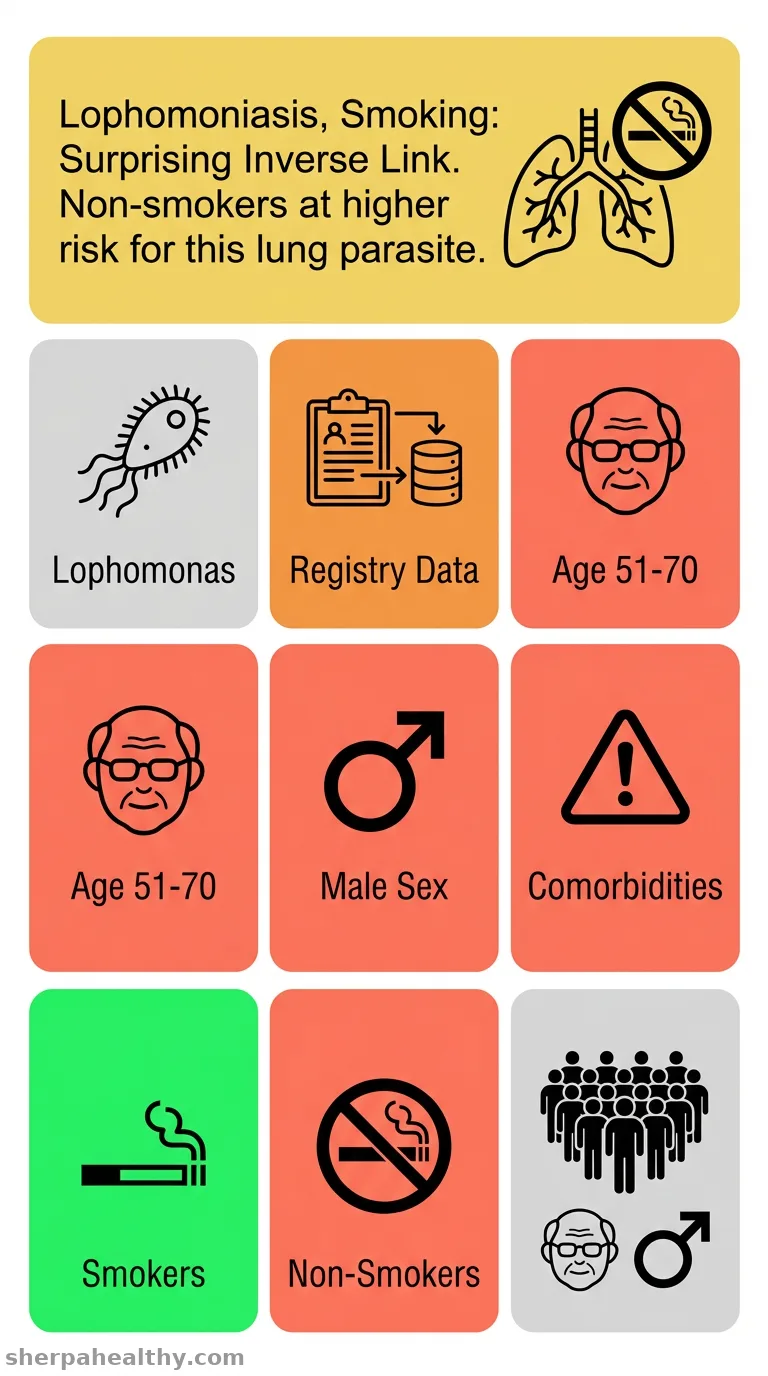 Low occurrence of pulmonary lophomoniasis among cigarette smokers: An analysis of risk factors based on registry data.