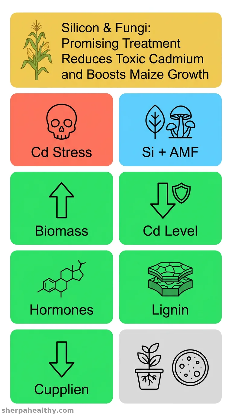 Synergistic effect of silicon and arbuscular mycorrhizal fungi reduces cadmium accumulation by regulating hormonal transduction and lignin accumulation in maize.