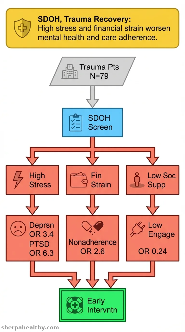 Social drivers of health associated with mental health risk, adherence, and health care engagement among trauma inpatients: A prospective pilot study.