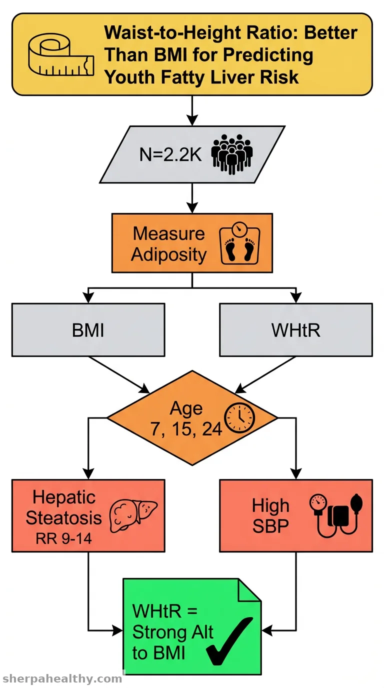 Associations of waist circumference to height ratio and body mass index through childhood and adolescence on blood pressure and risk of young adult hepatic steatosis: a cohort study.