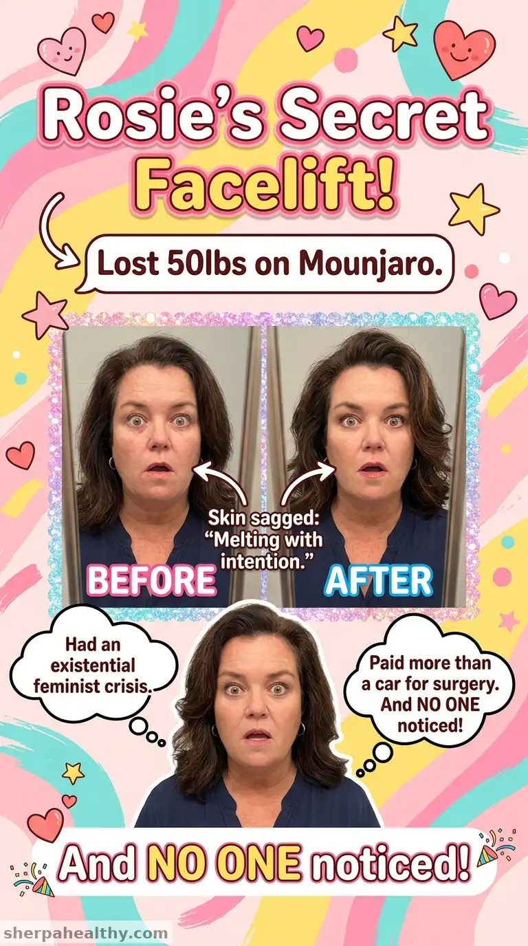 Rosie O'Donnell displays results of her secret facelift with strikingly similar before-and-after snaps as she laments 'no one has noticed' any difference despite surgery costing her a huge sum and 'full existential feminist crisis'