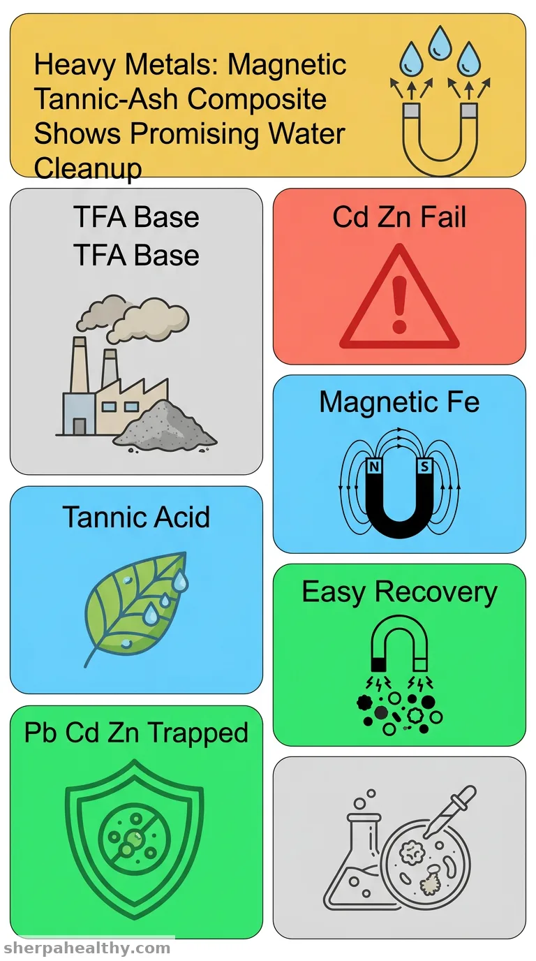 Enhanced adsorption of Pb(II), Cd(II), and Zn(II) by tannic acid-modified magnetic fly ash-based tobermorite.