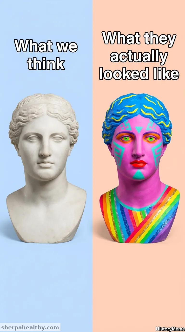 Ancient Greek and Roman sculptures were not pure white.