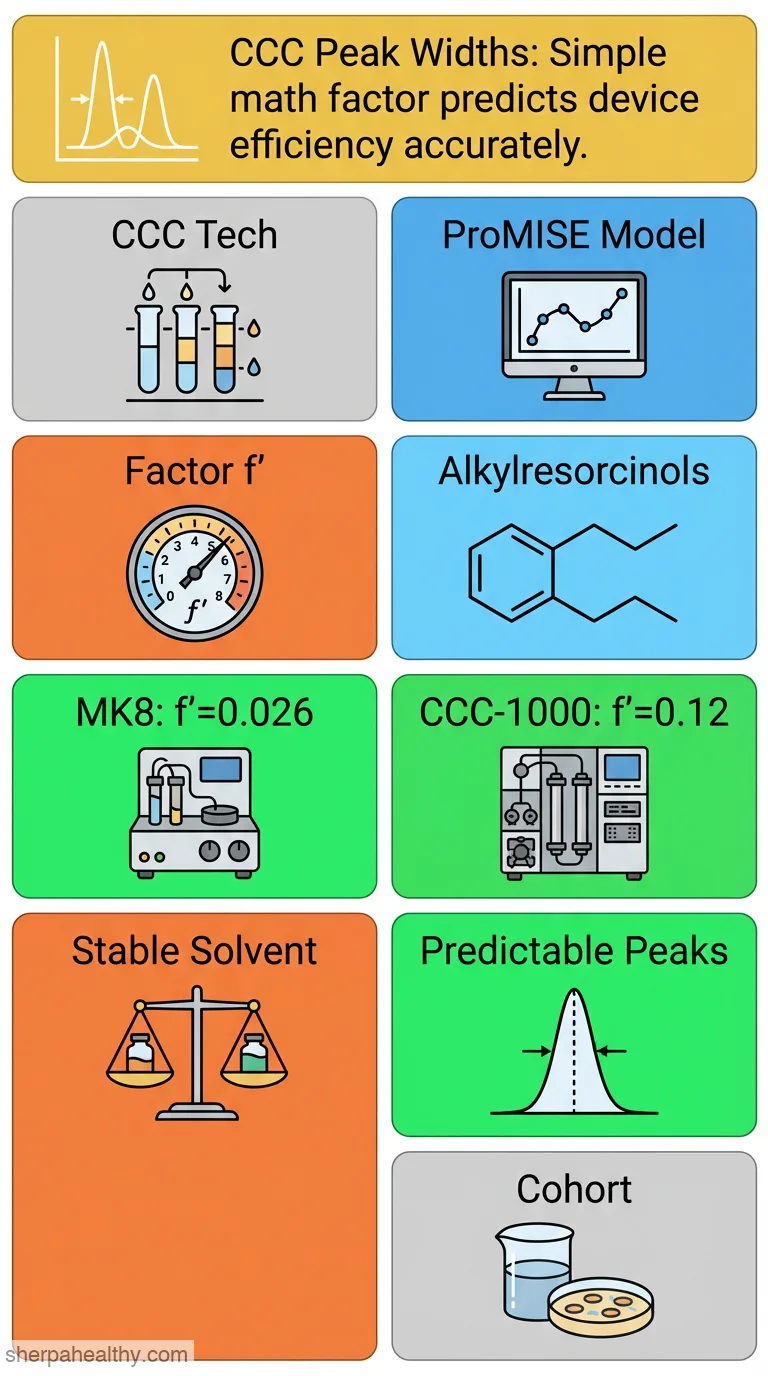 A simple approach to predict device-specific peak widths in countercurrent chromatography.