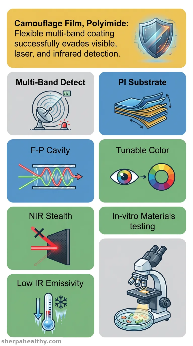 Flexible multilayer film structure for visible-laser-infrared compatible camouflage.