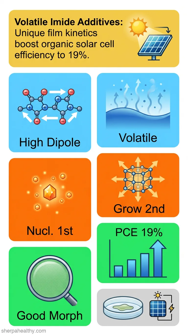 Volatile Imide Additives with Large Dipole and Special Film Formation Kinetics Enable High-Performance Organic Solar Cells.
