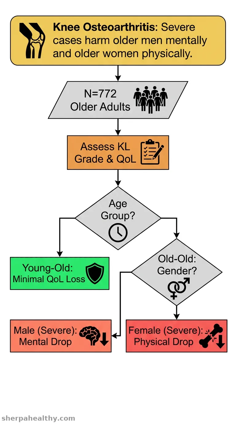 The spectrum of anguish from osteoarthritis sparks physiological or psychological needs in the young-old and the old-old determined by gender.