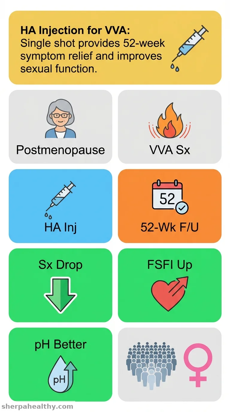 Hyaluronic acid injection to treat symptoms of vulvovaginal atrophy and improve sexual function in postmenopausal women: A 52-week long-term follow-up.