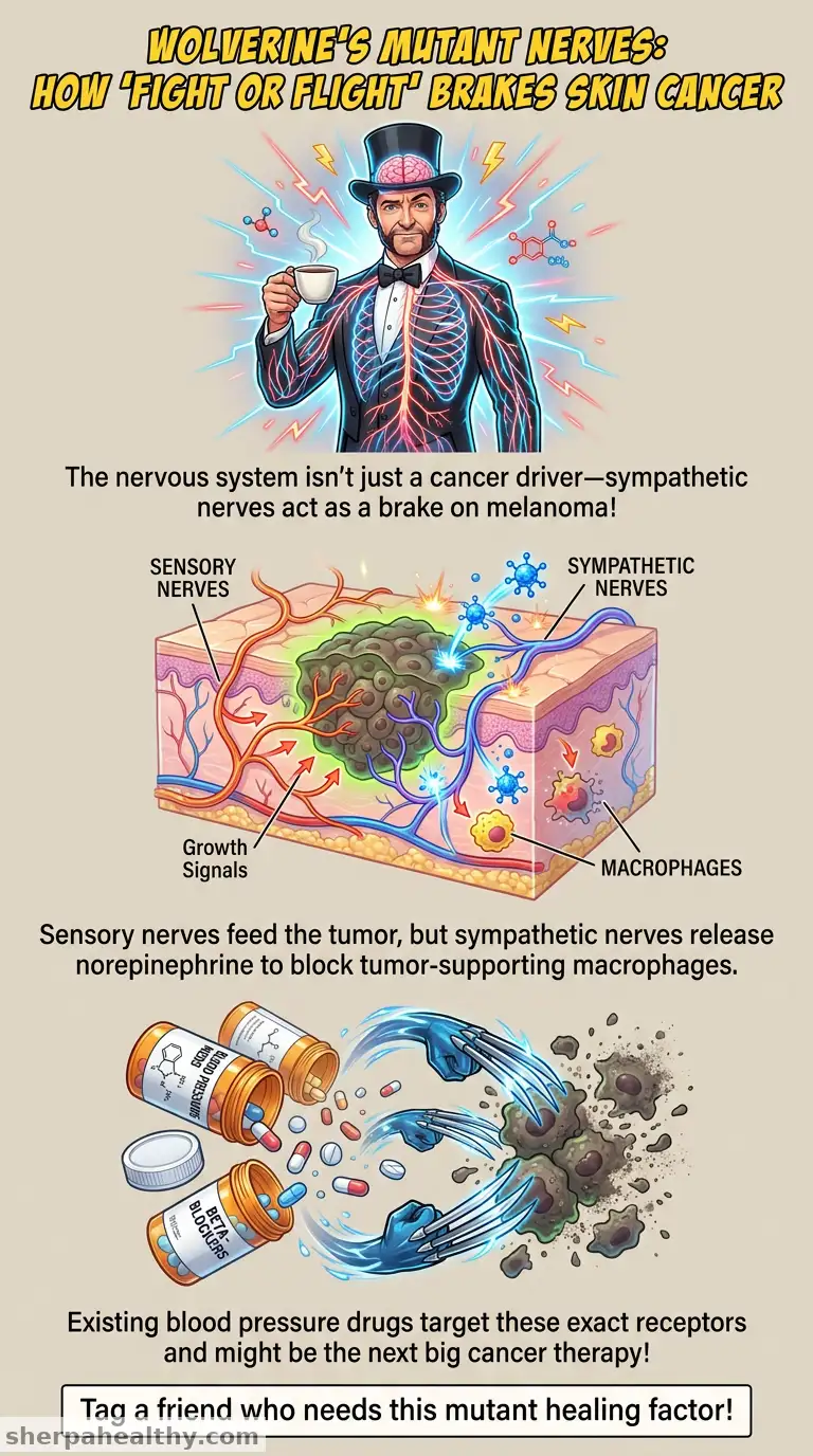 Nerve fibers within melanoma tumors may slow cancer growth