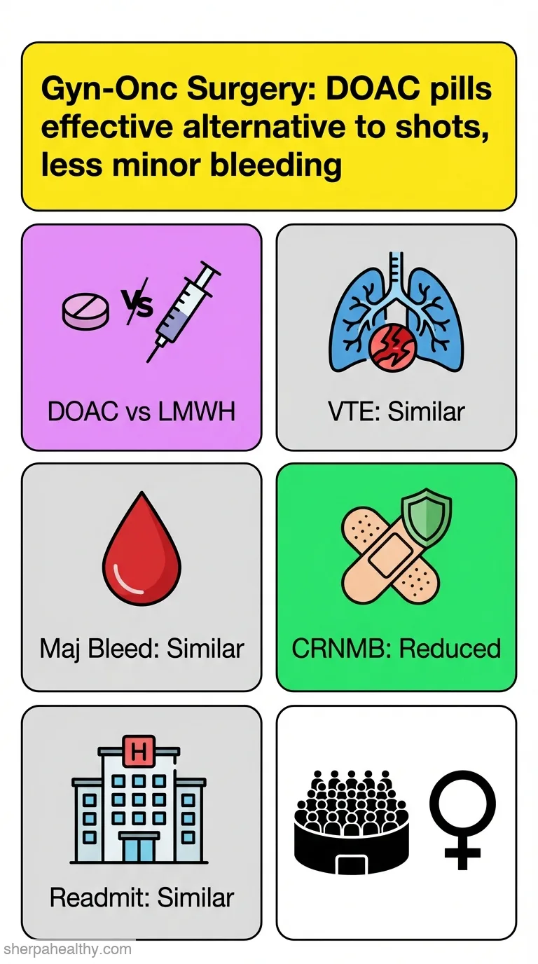 Efficacy of direct oral anticoagulants versus low-molecular-weight heparin for thromboprophylaxis after gynecological cancer surgery: A systematic review and meta-analysis.